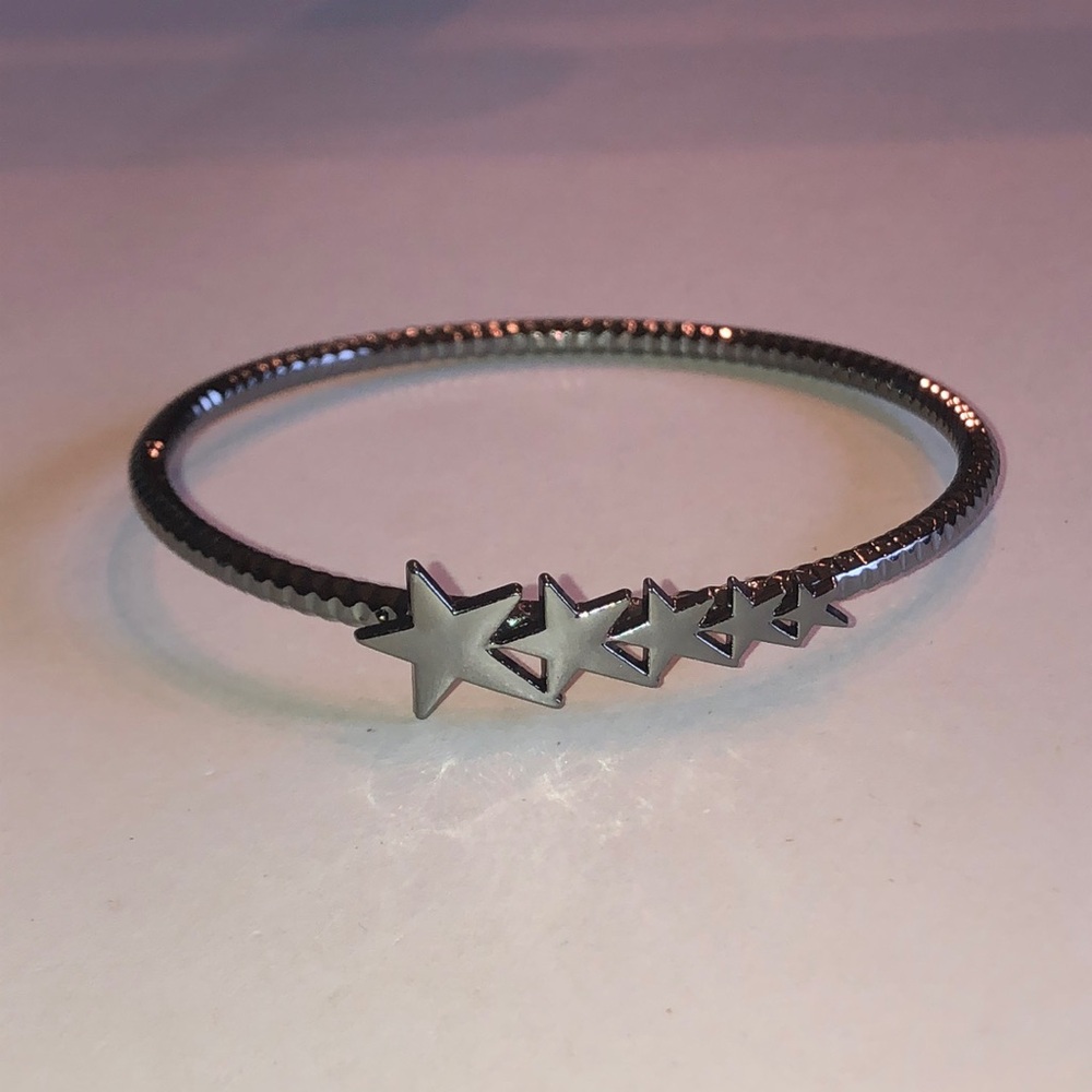 Dark Metal Star Accent Bangle Bracelet